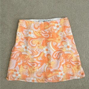 Hollister Orange Flower Skirt 15” Ultra High-Rise